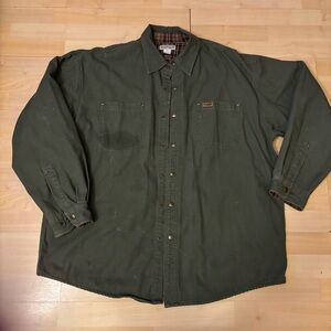 Carhartt Vntg Chore Barn Jacket Green Cotton Canvas FlannelLined XL Utility Work